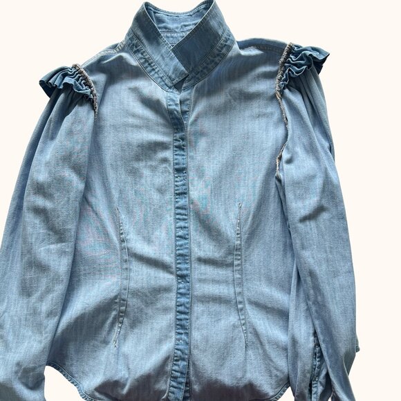 Denim Button down shirt Size XL from Express. Light blue top. - Picture 7 of 12